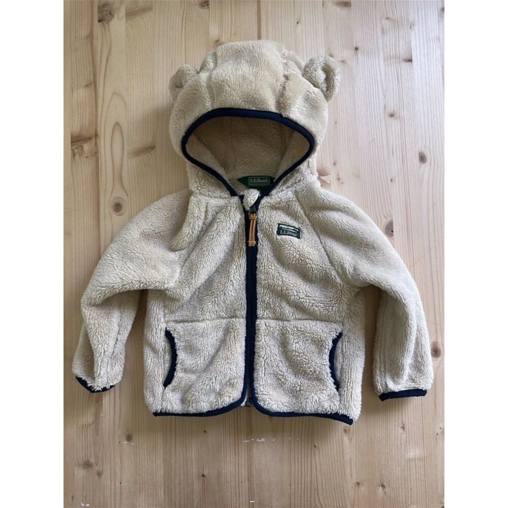 LL Bean plush fleece hoodie with ears 6-12m